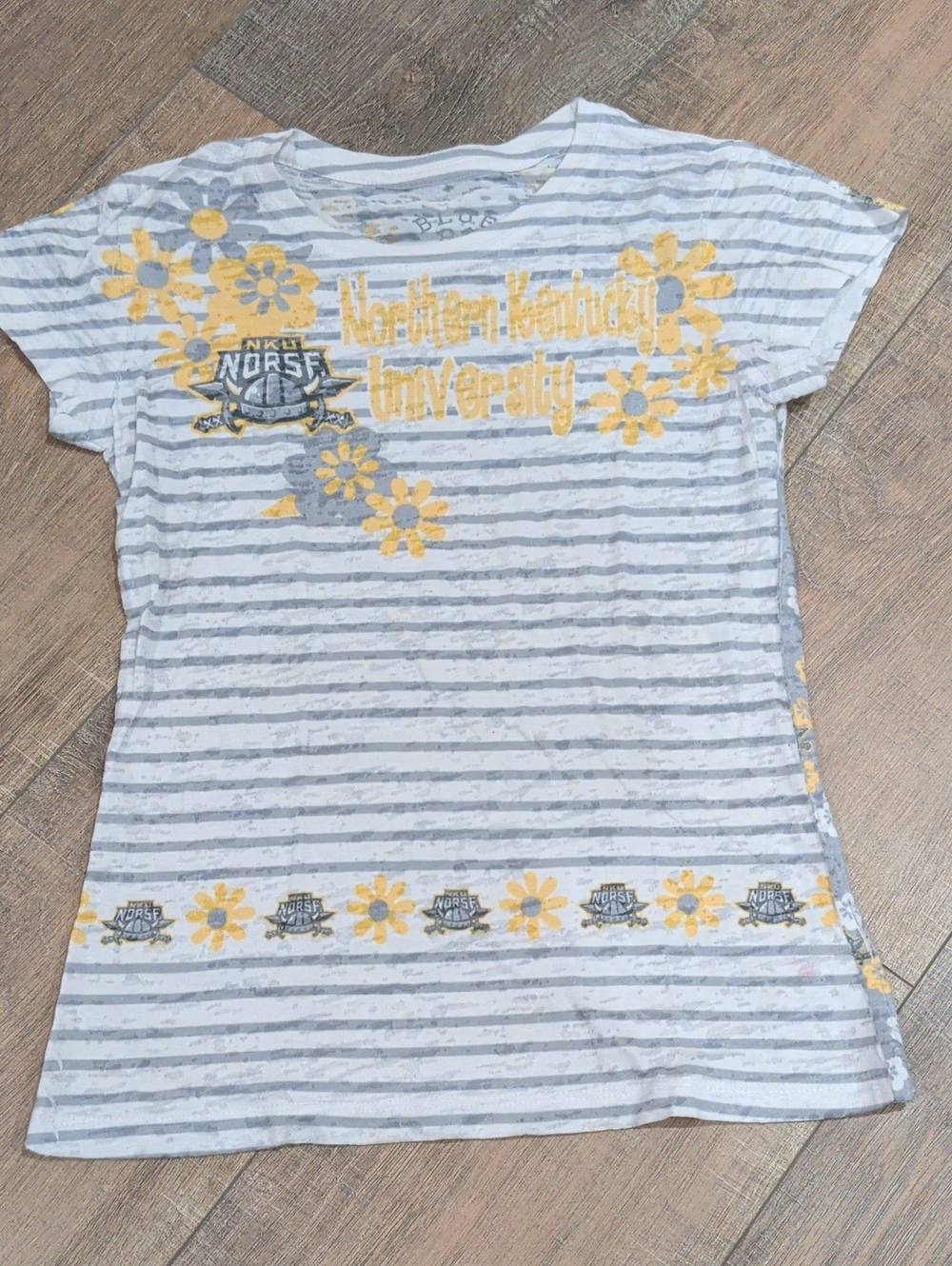 Blue 84 Northern Kentucky University NKU Gray & Yellow Striped Tee, Girls L